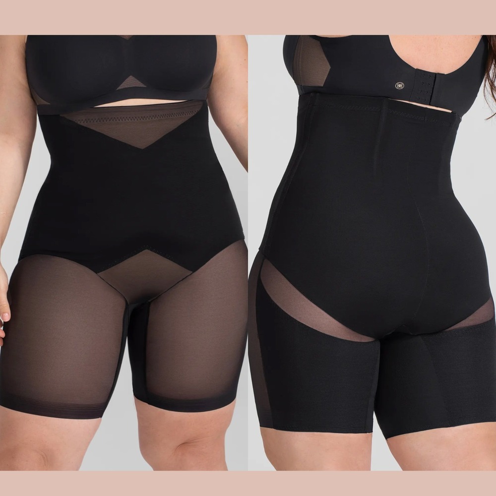 NEW $89 Honeylove [PLUS  1X‎ ] High Waisted SuperPower Shorts Shape Black U1735